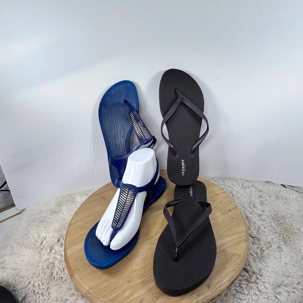 2pair Flip Flops Thong Sandals Beach Pool Summer Casual Shoes‎ Size 7-8